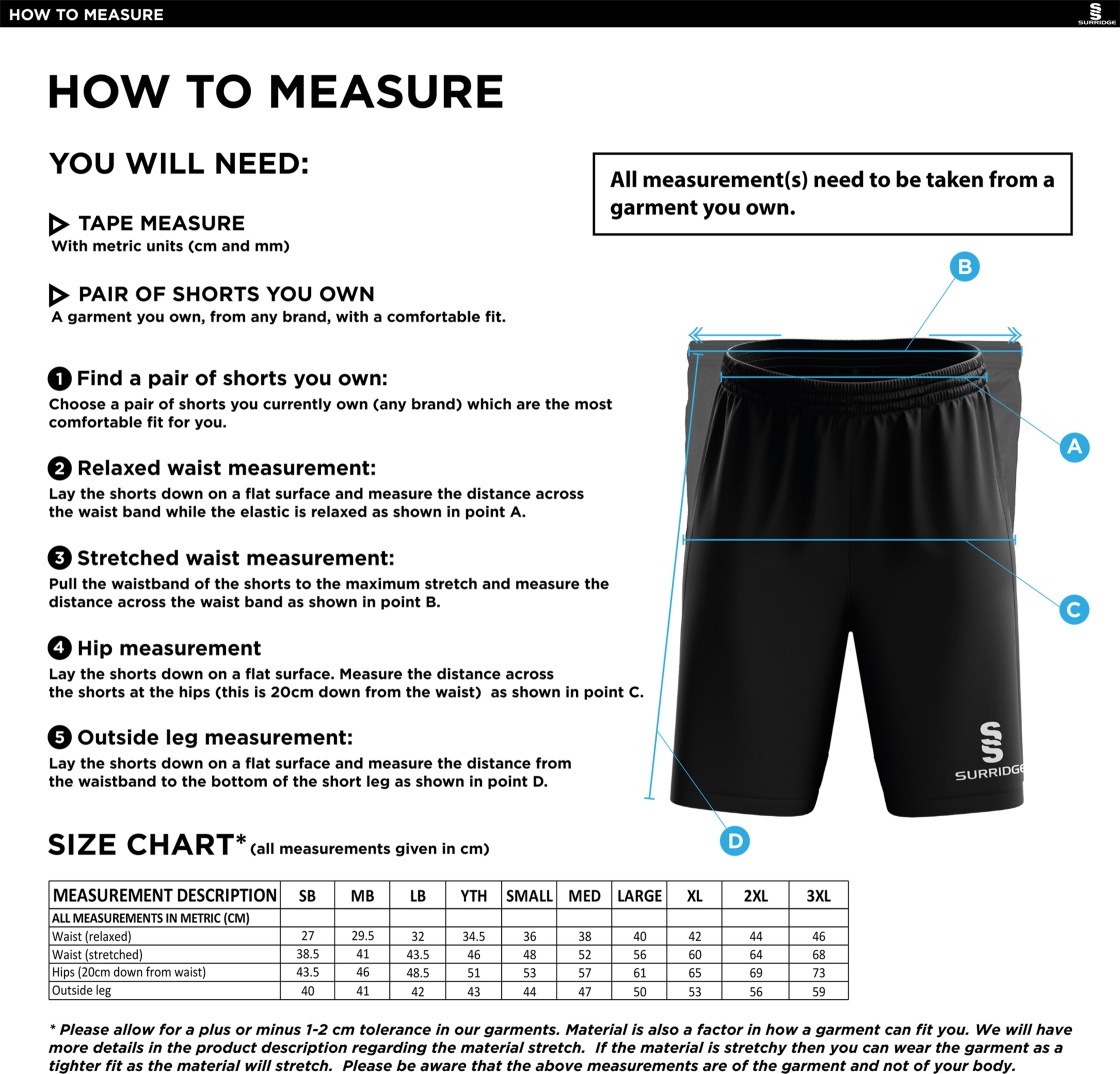 Wirksworth and Middleton CC - Blade Shorts - Size Guide